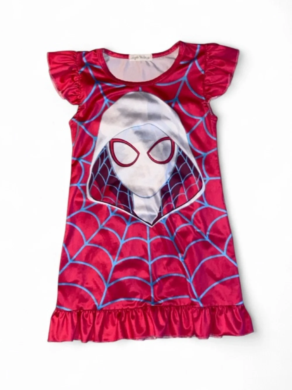 Girls' Hot Pink Spider-Web Nightgown with Hooded Hero Graphic